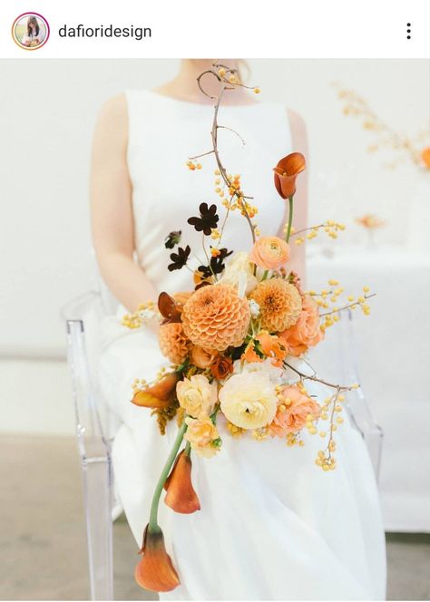 Modern Bridal Bouquets, Orange Bouquets, Colorful Wedding Flowers, Autumn Bride, Unconventional Wedding, Wedding Table Flowers, Fall Wedding Bouquets, Bride Flowers, Orange Wedding