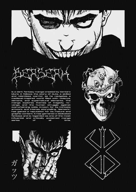 Berserk Poster, Berserk Anime, Japan Graphic Design, Berserk Manga, Banner Web, Graphic Poster Art, Illustration Art Drawing, Cool Anime Wallpapers, Logo Illustration