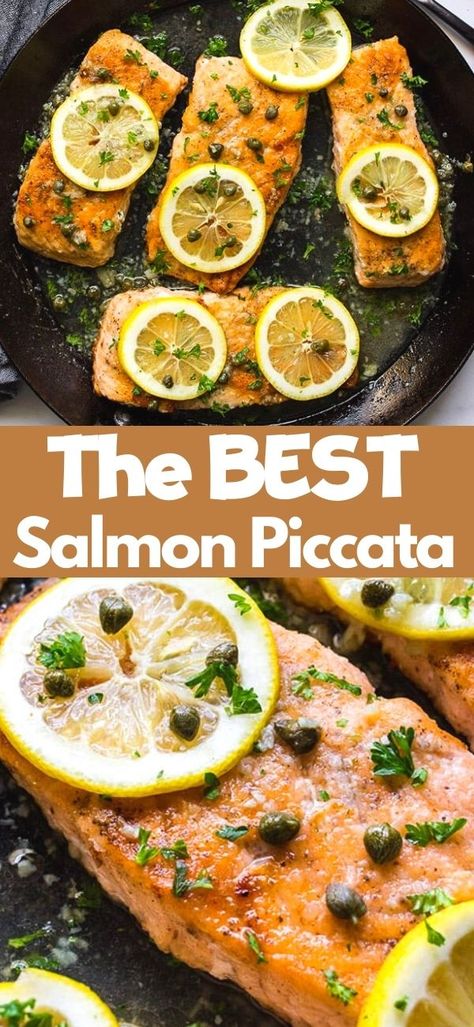 Salmon With Wine Sauce, White Wine Lemon Butter Salmon, Salmon Piccata With Lemon Garlic Sauce, Crispy Skillet Salmon With Lemon Caper Dill Sauce, Salmon Recipes Capers, Salmon With White Wine Sauce, Salmon Lemon Caper Sauce, White Wine Caper Sauce For Fish, Salmon With Caper Sauce