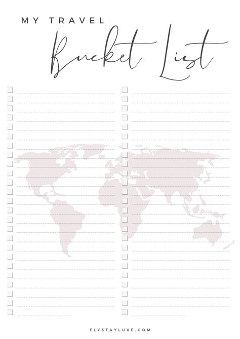 Countries To Travel Bucket Lists, Travel Bucket List Printable, Bucket List Design, Bucket List Printable Templates, World Travel Bucket List, Travel To Do List, Bucket List Template Free Printable, Travel Plan, Bucket List Template