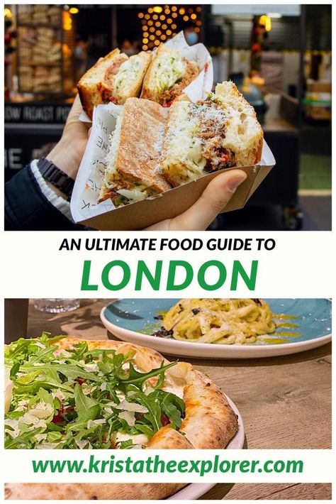 Pork ciabatta sandwiches at a food stall. Pizza and pasta in an Italian restaurant. Food Places In London, Best Food In London, Gluten Free London, Places To Eat In London, Eat In London, London England Travel, London Cheap, London With Kids, London Eats