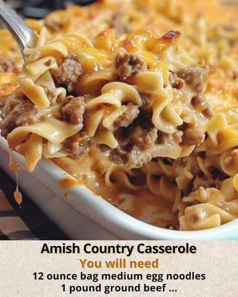 Amish Country Casserole, Casserole Dish Recipes, Country Casserole, Noodle Bake, Quick Soup Recipes, Quick Soup, Beef Casserole Recipes, Homemade Cooking, Healthy Slow Cooker