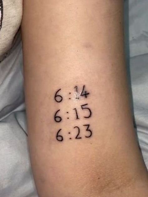 6:15 Tattoo, 6:14 6:15 6:23 Tattoo We Three, Sara Song Tattoo, Sara Tattoo We Three, We Three Sara Tattoo, We Three Sara Lyrics Tattoo, Cute Lyric Tattoos, We Three Tattoo Sara, You Bleed Just To Know Tattoo