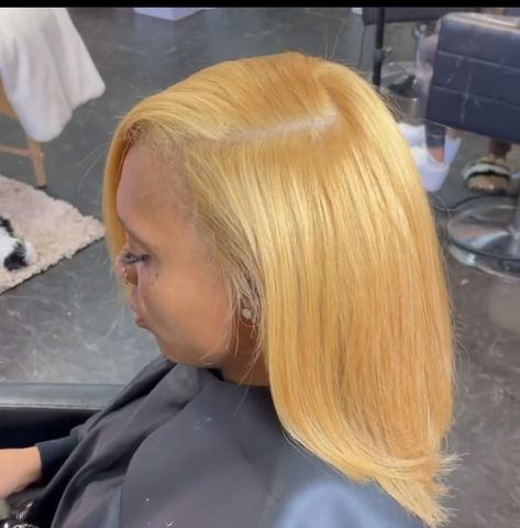 Blonde Silk Press, Honey Blonde Silk Press Natural Hair, Honey Blonde Hair On Black Women Natural Silk Press, Blonde Hair Color Ideas For Black Women, Blonde Silk Press Natural Hair, Honey Blonde Silk Press, Honey Blonde Natural Hair Black Women, Honey Blonde Hair On Black Women Natural, Bleach Brown Hair