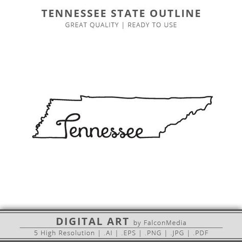 Tennessee SVG - Tennessee State Outline SVG - Digital Download - Silhouette - Cameo - Cricut - Vector Art Tennessee State Outline, Church Game Night, Tennessee Outline, Tennessee Tattoo, Tennessee Svg, Scorpio Tattoos, Cricut 3, Vinyl Inspiration, Vinyl Creations