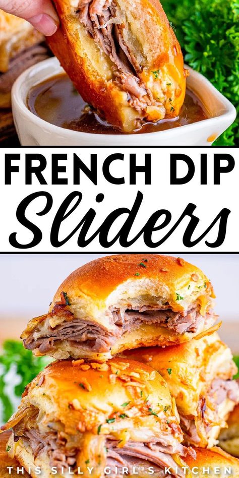 French Dip Sliders, Easy Slider Recipes, Roast Beef Sliders, Dip Sandwiches, Slider Sandwiches, Beef Sliders, French Dip Sandwich, Weekly Meals, French Dip