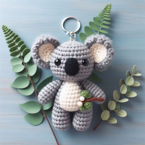 Free Crochet Koala Keychain Amigurumi Pattern Crochet Koala Free Pattern, Koala Crochet Pattern Free, Crochet Koala Pattern, How To Make Keychains, Keyring Crochet, Crochet Key Chains, Koala Crochet, Make Keychains, Crochet Koala