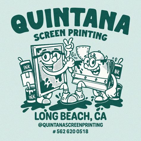 Design done for @quintanascreenprinting 🤝 - #dedonleon #screenprinting #screenprint #printing #retrodesign #mascotdesign #characterdesign… | Instagram Print Screen Design, Screen Print Shirt Designs, Tshirt Printing Design Ideas, Screenprint Illustration, Screen Printing Illustration, Screen Printing Shirts Design, Screen Printing Graphic Design, Screen Print Designs, Screen Printing Logo