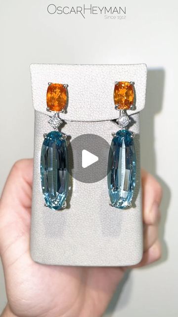 Oscar Heyman on Instagram: "Orange Sapphire & Aquamarine Drop Earrings provide the burst of color that our Oscar Heyman collectors are always looking for! #coloredgemstones #madeinNYC #thejewelersjeweler #oscarheyman" Jewelry Wishlist, Burst Of Color, Hey Man, Orange Sapphire, Gemstone Colors, Aquamarine, Sapphire, Drop Earrings, Orange