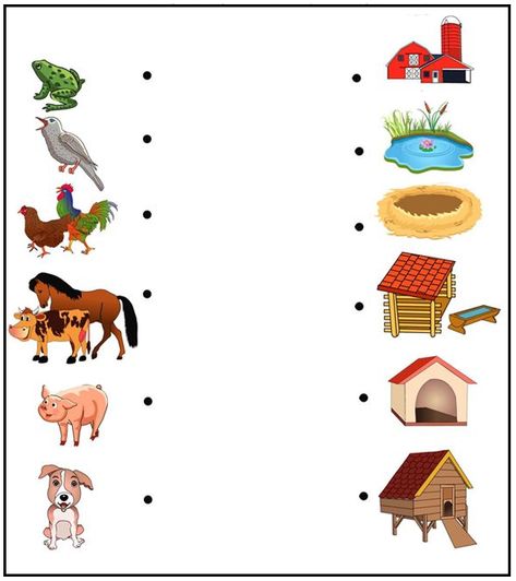 Free printable science worksheets for Preschool - Animals 15 Farm Animals And Their Homes, Farm Animals Worksheets Preschool, Animals And Their Homes Worksheets, Animal Worksheets Preschool, Farm Animals Worksheets For Kids, Preschool Science Worksheets, January Preschool Worksheets, Science Worksheets For Kindergarten, Preschool Weather Chart