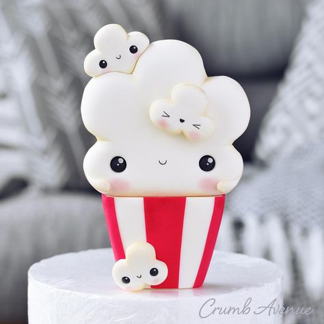 Cute Popcorn, Popcorn Cake, Fimo Kawaii, Fun Craft Ideas, Polymer Clay Kawaii, Kawaii Crafts, Cake Topper Tutorial, Idea Birthday, Friday Weekend