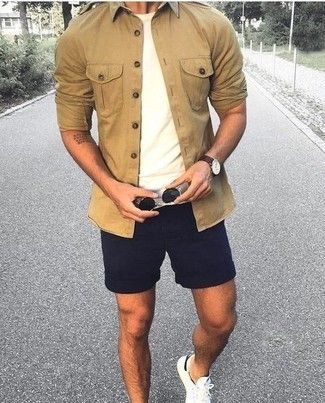 How to Wear a Tan Shirt (77 looks) | Men's Fashion Best Casual Shirts, Mens Shorts Outfits, Mens Summer Outfits, Mens Casual Outfits Summer, Stylish Men Casual, Hipster Man, Mens Casual Dress Outfits, Trendy Summer Outfits, Mens Fashion Casual Outfits