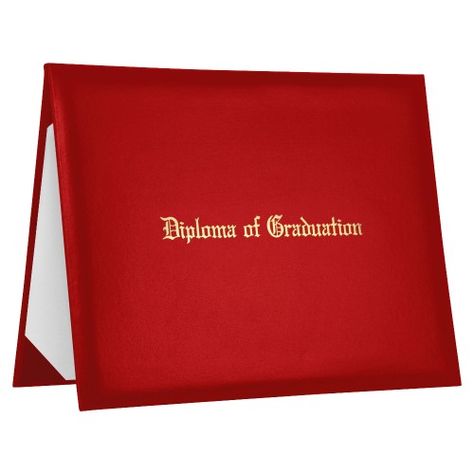 Red Imprinted Diploma of Graduation Cover | Want to keep your graduation certificate in good condition and in pride of place? Look no further than our diploma covers which will keep your certificate looking pristine and smart. We have a range of beautiful diploma covers to match your school color, measuring 8.5" and 11". Buy now in bulk to make extra savings for these fantastic products! Graduation Cover, Folder Inspiration, Beauty School Graduation, Judge Costume, Certificate Folder, Go Study, Graduation Memories, Graduation Certificate, Masters Graduation