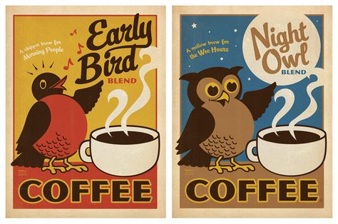 Coffee Advertising, Owl Kitchen, Coffee Art Print, Owl Coffee, Anderson Design Group, Coffee Wall Art, Coffee Poster, Owl Wall, Coffee Print