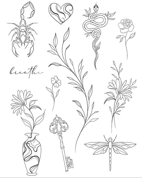 Floral Flash Tattoo, Fine Line Tattoo Men, Halloween Flash, Tattoo Flash Sheet, Flash Tattoos, Fine Line Tattoos, Tattoo Flash, Tattoo Design Drawings, Old School Tattoo