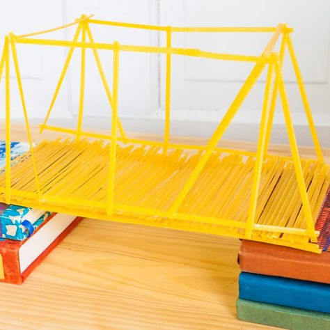 How to Build a Spaghetti Bridge Pasta Bridge, Spaghetti Bridge, Straw Bridge, Stem Bridges, Paper Bridge, Stem Projects For Kids, Stem Steam, Steam Activities, Stem For Kids