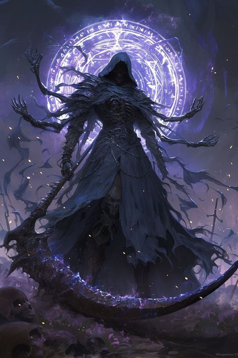 Scythe Artwork, Dnd Reaper, Lich Art, Shadow Creatures, Dark Souls Artwork, Warrior Concept Art, Grim Reaper Art, Dark Creatures, Dark Fantasy Artwork