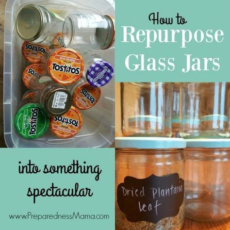 How to repurpose glass jars into something spectacular for your pantry storage | PreparednessMama Repurpose Glass Jars, Upcycle Jars, Crafts With Glass Jars, Jar Collection, Recycled Jars, Diy Jar Crafts, Glass Jars With Lids, Painted Jars, Jar Diy