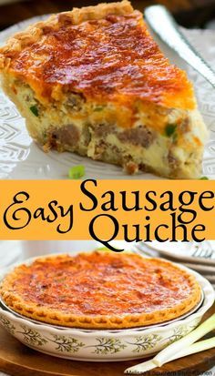 Easy Sausage Quiche #sausagequiche #quicherecipes #brunch #breakfast #holdays #holidaybaking #easter #christmas #entertaining #food #recipes #sausage Easy Sausage Quiche, Breakfast Quiche Recipe, Sausage Quiche Recipes, Sausage Quiche, Recipes Cheese, Easy Quiche, Breakfast Quiche Recipes, Quiche Recipes Easy, Recipes Sausage