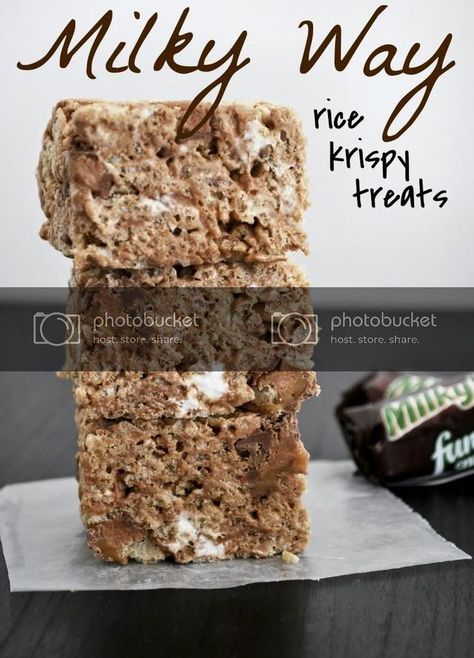 Milky Way Rice Krispy Treats | Mallow and Co. | Bloglovin’ Mallow Cups, Rice Krispie Bars, Krispie Treats Recipe, High Pitch, Krispy Treats, Cereal Treats, Hunger Strike, Rice Krispy, Rice Crispy Treats