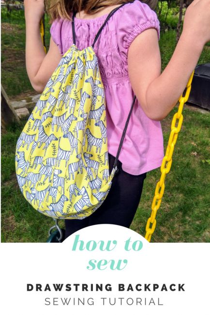 How to Sew a Drawstring Backpack - Peek-a-Boo Pages - Patterns, Fabric & More! Knapsack Pattern Sewing, Draw String Backpack Pattern Free, Backpack Diy Pattern, Diy Drawstring Backpack, Drawstring Backpack Tutorial, Drawstring Backpack Pattern, Backpack Patterns, Clothing Sewing Patterns Free, Drawstring Bag Diy