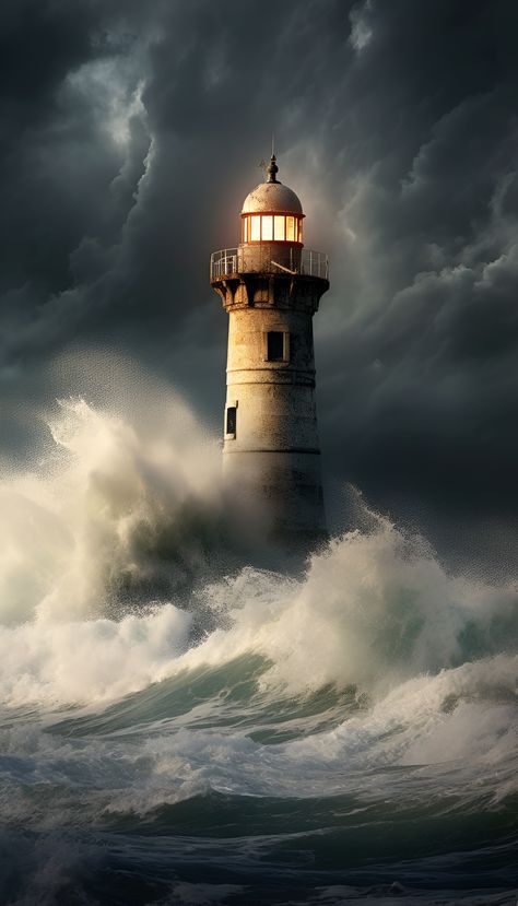 Discover the charm of lighthouses, their beacons of light guiding ships to safety amidst the vast expanse of the sea. Lighthouse In Storm, Lighthouse In A Storm, Storm Lighthouse, Lighthouse Background, Stormy Lighthouse, Lighthouse At Night, Lighthouse Storm, Lighthouse Inspiration, Lighthouse Photography