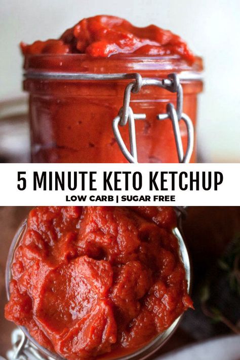 *NEW*This low carb ketchup recipe is the sugar free sauce you've been needing in your life, to make all your low carb meals THAT much better! #lowcarbketchup #ketoketchup Keto Ketchup Recipe Easy, Keto Preserves, Keto Sauces Recipes, Keto Substitutes, Keto Ketchup, Keto Sauce, Keto Condiments, Low Carb Ketchup, Desayuno Keto