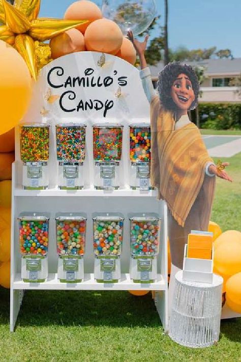 Feast your eyes on this enchanting Encanto birthday party! Camillo's candy bar is wonderful!! See more party ideas and share yours at CatchMyPary.com Sweets Bar Ideas, Encanto Party Favor Ideas, Candy Bar Ideas Birthday, Encanto Themed Party, Kids Candy Bar, Mesas Candy Bar, Encanto Party Favors, Candy Cart Ideas, Party Rental Ideas