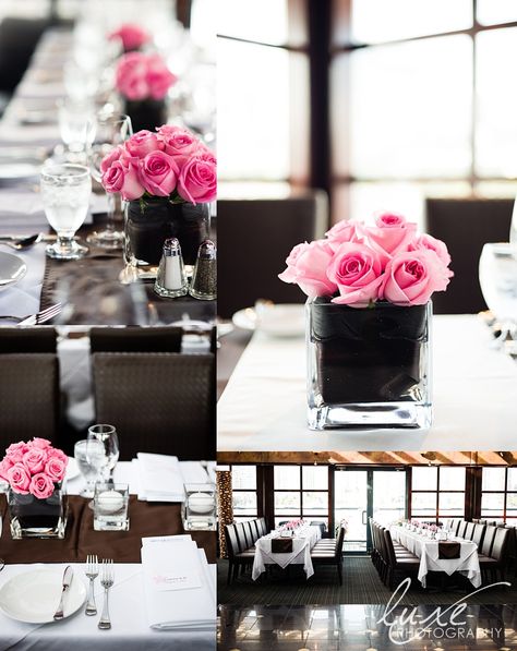 Black And Pink Centerpieces Diy, Black White And Pink Party, Nye 2025, Homecoming 2023, Baby Pink Wedding, Moms 60th, Hot Pink Birthday, 21st Ideas, Pink Wedding Centerpieces