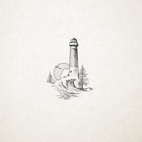 Lighthouse Tattoo Men, Lighthouse Tattoo For Women, Trend Tattoos, Lighthouse Tattoo Meaning, Marine Tattoo, Storm Tattoo, Art Outline, Castle Tattoo, Outline Template