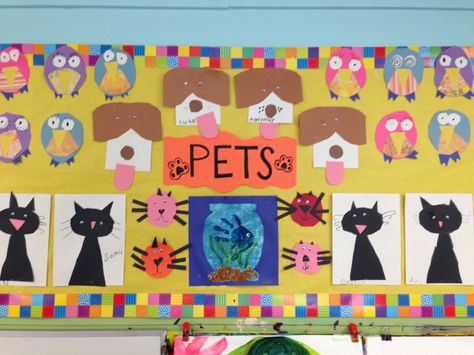 Pet Lessons For Preschool, Pets Bulletin Board Ideas, Pet Animals Activity For Preschool, Pet Art Activities, Pet Week Preschool Activities, Preschool Pets, Pet Study, Pet Craft, Animal Crafts Preschool