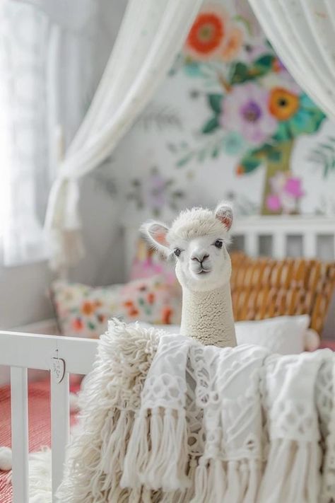 Cozy Alpaca Nursery Ideas for Your Little One Alpaca Nursery, Nursery Nook, Llama Nursery, Porch Windows, Balcony Bar, Backyard Balcony, Nursery Room Design, Neutral Design, Online Interior Design