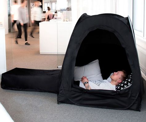 Disconnect and recharge your batteries anytime and anywhere you want by climbing into the pop-up napping pod. It pops up in mere seconds and provides you with a cozy and secluded place to nap, read, watch TV, or hide from your boss on stressful days. Nap Benefits, Nap Pod, Sleeping Pods, Blanket Fort, Power Nap, Pop Up Tent, Blue Chair, Diy Chair, Home Cinemas