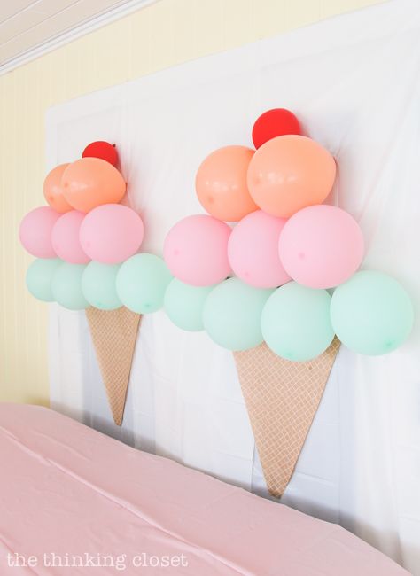 Ice Cream Themed Birthday Party: DIY Decor Ideas - the thinking closet Ice Cream Birthday Party Decorations Diy, Diy Two Sweet Birthday Decor, Two Sweet Birthday Party Ideas, Fourever Sweet Party Ideas, Sweet Birthday Party Theme, Ice Cream Birthday Party Decorations, Ice Cream Party Ideas, Ice Cream Themed Birthday Party, Ice Cream Themed Birthday