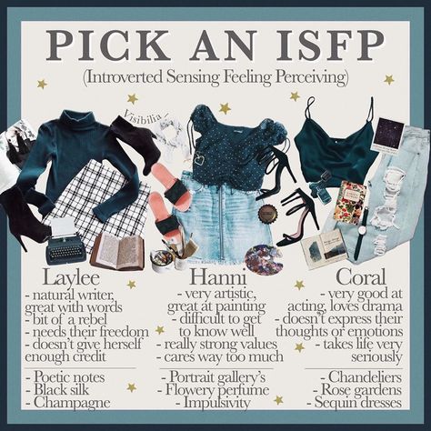 16 𝙥𝙚𝙧𝙨𝙤𝙣𝙖𝙡𝙞𝙩𝙞𝙚𝙨: 𝙄𝙎𝙁𝙋 Are you an ISFP? Which girl would you pick? • I’m Hanni! • #moodboard #moodboardaccount #nichememes #nicheaesthetic… Isfj Personality, Introverted Sensing, Niche Aesthetic, Mood Clothes, Mbti Character, 16 Personalities, Myers Briggs Type, Outfit Vintage, Outfit Collage