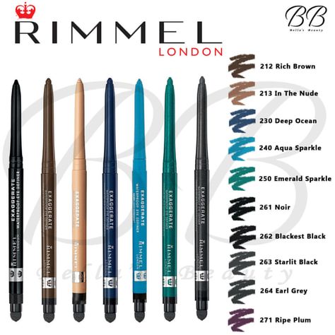 Rimmel Eyeliner, Pencil Colours, London Makeup, Blue Eyeliner, Waterproof Liquid Eyeliner, Brown Eyeliner, Rimmel London, Eyeliner Pencil, Eye Pencil