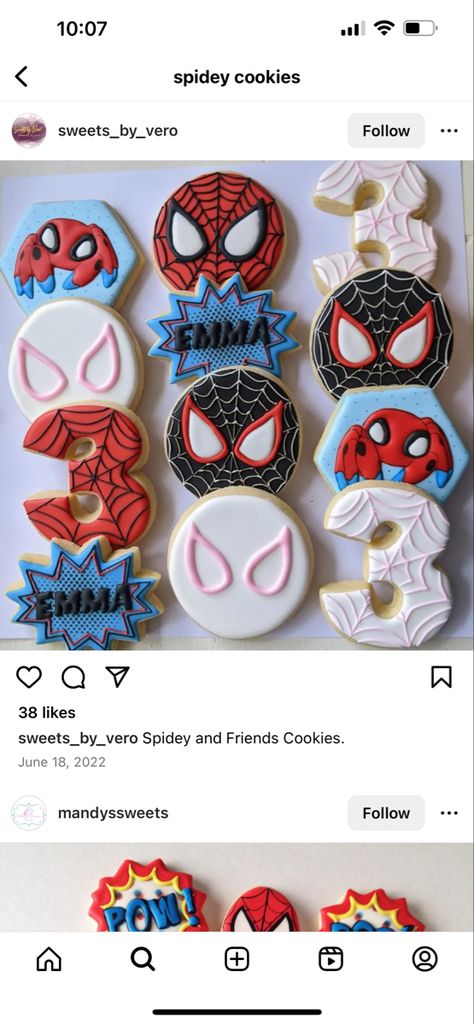 Marvel Treats Birthday Parties, Spider-man And His Amazing Friends Cupcakes, Spidey And His Amazing Friends Decorated Cookies, Spicy And His Amazing Friends Birthday, Spicy And His Amazing Friends Birthday Party, Spider-man And His Amazing Friends Cookies, Spidey And His Amazing Friends Birthday Party Food, Spidey And His Amazing Friends Desserts, Spidey Second Birthday