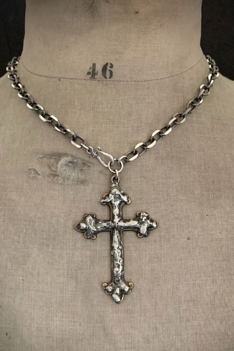 Vintage Silver Sterling Silver Cross Necklace, Antique Silver Cross Necklace Spiritual Style, Vintage Sterling Silver Cross Necklace, Vintage Sterling Silver Cross Necklace Gift, Vintage Antique Silver Cross Necklace, Medieval Cross, Vintage Cross Necklace, Gothic Cross, Feminine Jewelry