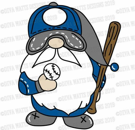 Baseball Gnome, Gnome Ideas, Diy Gnomes, Gnome Patterns, Gnomes Crafts, Christmas Gnome, Rock Art, Team Colors, Cricut Projects