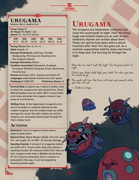 Studio Ghibli Dnd, Dnd Packs, Dnd Statblocks, Dnd Enemies, Fantasy Journal, Homebrew Items, Dnd Creatures, Monster List, Dnd Homebrew