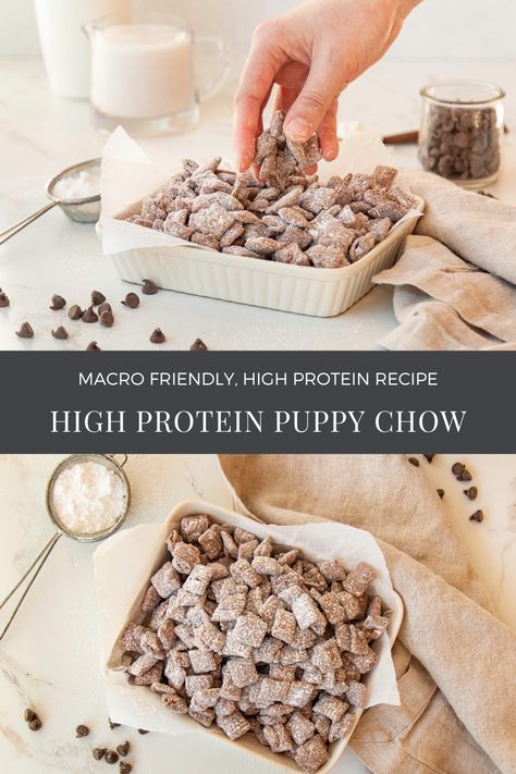 Protein Powder Puppy Chow, Protein Puppy Chow Healthy, Rice Chex Protein, High Protein Puppy Chow, Healthy Protein Puppy Chow, Puppy Chow Protein Balls, Healthy Puppy Chow Recipe, Protein Superbowl Snacks, Protein Puppy Chow Pb2