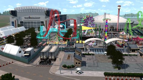 Sims 4 Functional Builds, Sims 4 Carnival Lot, Sims 4 Carnival, Sims 4 Carnival Cc, Sims 4 Stores, Arcade Exterior, Sims 4 Skating Rink, Sims 4 Theme Park, Sims 4 Roller Coaster