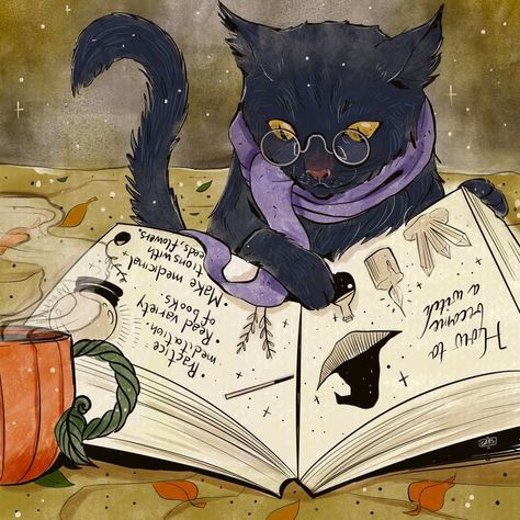 Magical Cat Art, Witch Book Aesthetic, Magic Cat Art, Witch And Her Cat, Witches Cat, Witch And Cat, Witchy Cat, Witch Vibes, Witch Cat