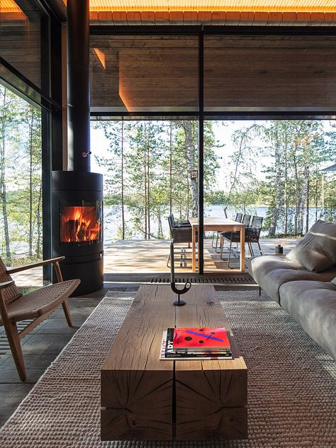 Cabin Getaway, Beautiful Cabins, Remote Island, Building Permits, Modern Cabin, Architectural Inspiration, Lake House, Finland, Home Interior Design