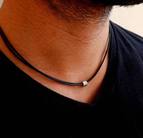 Men's Necklace Men's Silver Necklace Men's | Etsy Mens Jewelry Chain, Mens Black Necklace, Men's Jewelry Bracelet, Beaded Mens Necklace, Black Necklace For Men, Guys Necklaces, Men Accessories Aesthetic, Men’s Jewelry, Mens Jewelry Aesthetic