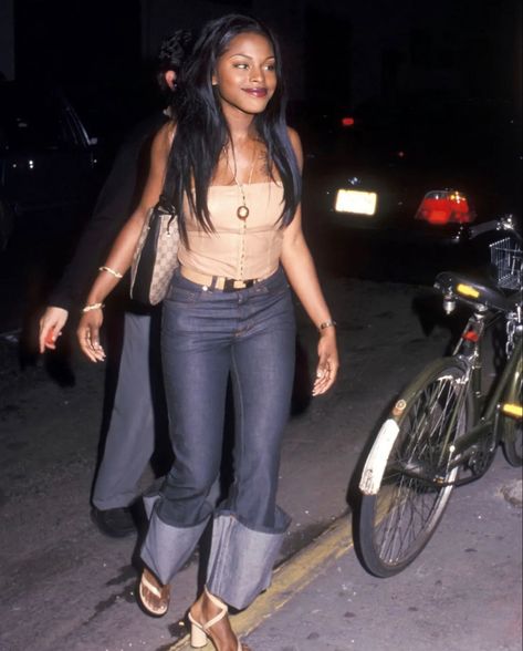 Foxy Brown 90s, Dru Hill, 2000s Japanese Fashion, 2000s Outfit, Foxy Brown, 00s Fashion, Outfit 90s, Brown Outfit, Thrift Fashion