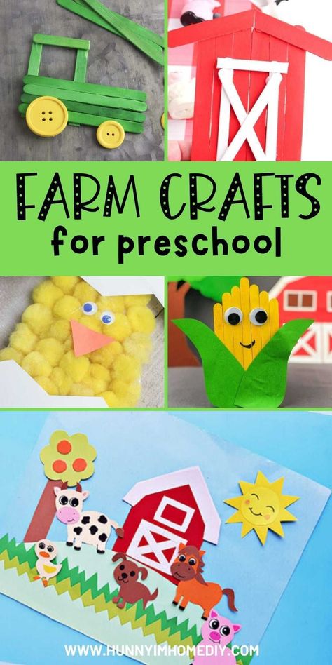 If you're searching for fun crafts for kids to make, you'll love all these farm projects! Each DIY is perfect for kids in preschool and kindergarten. Grab the printable templates or supplies from the dollar store to put together your own farm animals, barns, plants, and tractors at home or in the classroom. Pre K Farm Animal Crafts, Agriculture Activities For Preschool, F Is For Farm Craft, Farm Craft For Preschoolers, Barn Crafts For Kids, Baby Farm Animals Preschool Activities, Life On The Farm Preschool Crafts, Barn Crafts Preschool, Preschool Farming Activities