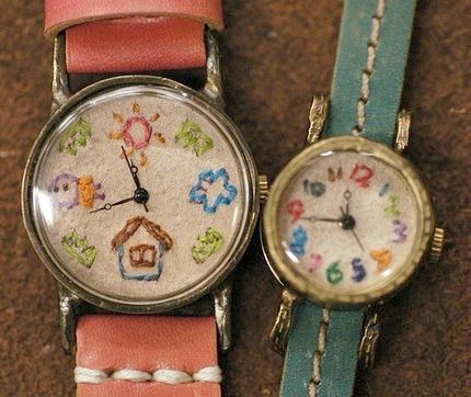 Ooh love.. Embroidered watch faces... wish I knew who to credit ~ #embroidery #sewing Funky Aesthetic, Handmade Watch, Mia 3, Stitch 2, Funky Jewelry, Cool Stuff, Wrist Watches, Cute Jewelry, Vision Board