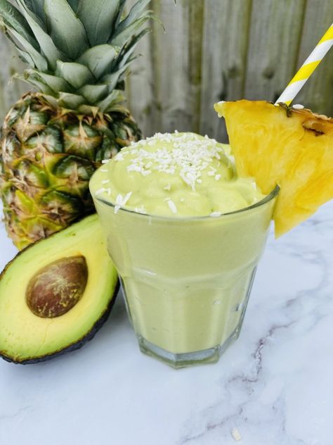 Avo-colada Smoothie - SugarProof Virgin Pina Colada, Coconut Slice, Grated Coconut, Canned Coconut Milk, Tropical Vacation, Nutrient Dense, Dietary Fiber, 4 Ingredients, Nutritious Meals