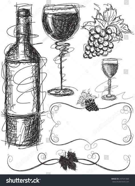 Vine Bottle, Vine Drawing, Picture Illustration, Wine Festival, Stars And Moon, Cricut Projects, Wine Glasses, Grape Vines, Art Inspo